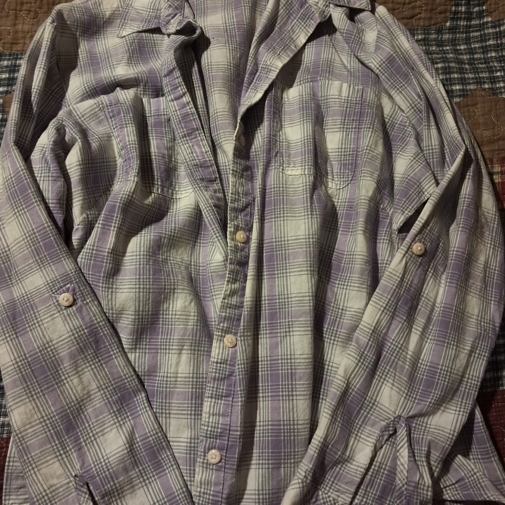 Arizona Jean Company Lavender Plaid Button Down Shirt